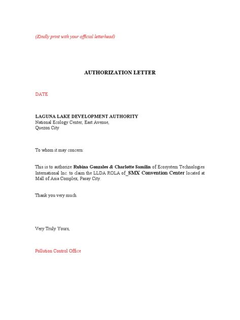 authorization letter to get laboratory result|Authorization Letter Philippines (Free Editable Sample .